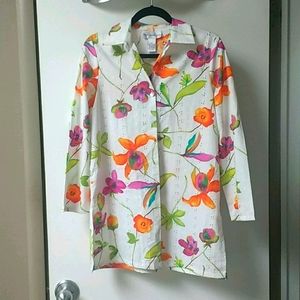 Susan Graver  Style  Floral Long Sleeve Big Shirt